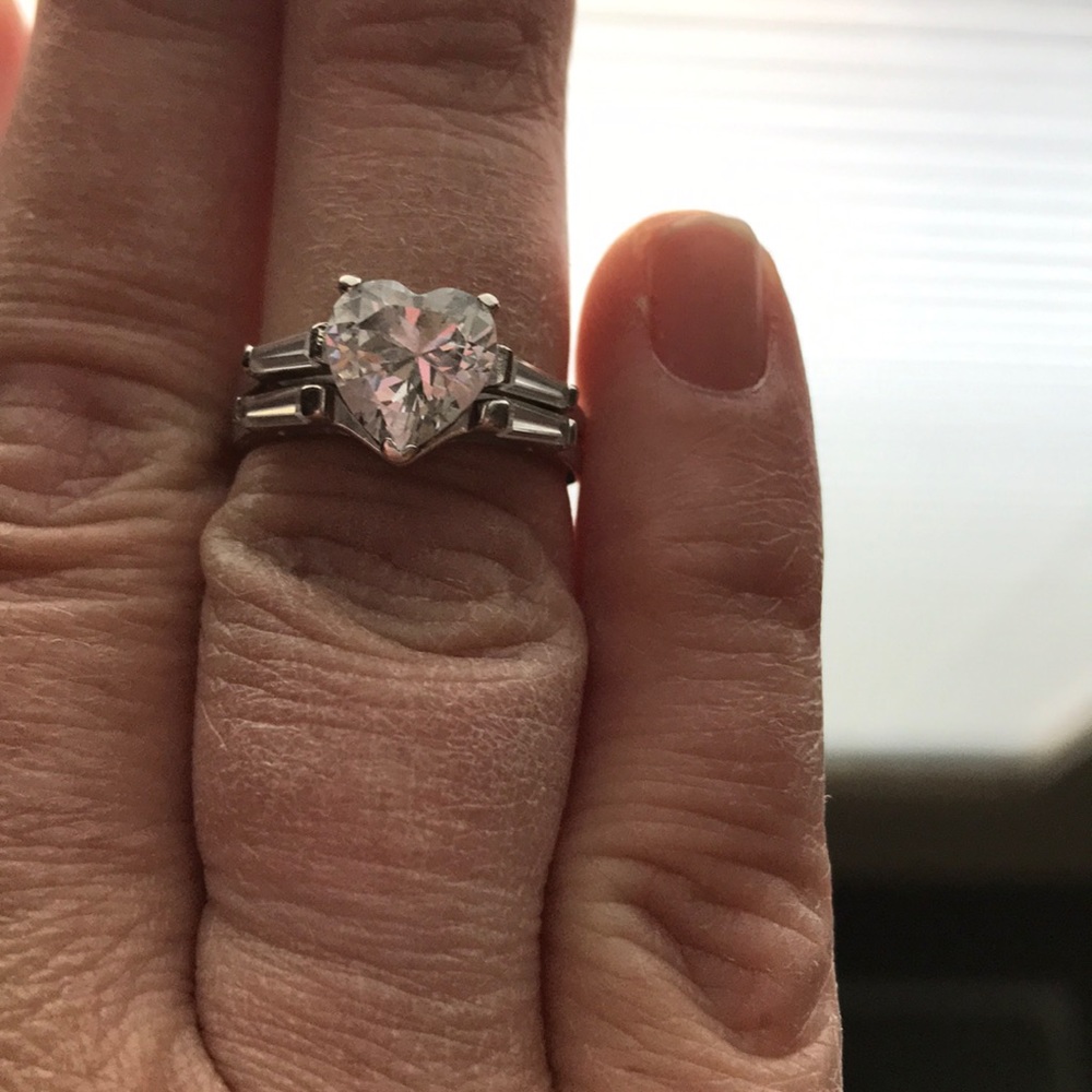 Cubic Zirconia sterling silver wedding set